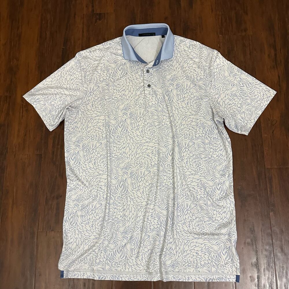GREYSON Den Of Thieves Polo Shirt Light Blue Wolf Head Golf Performance